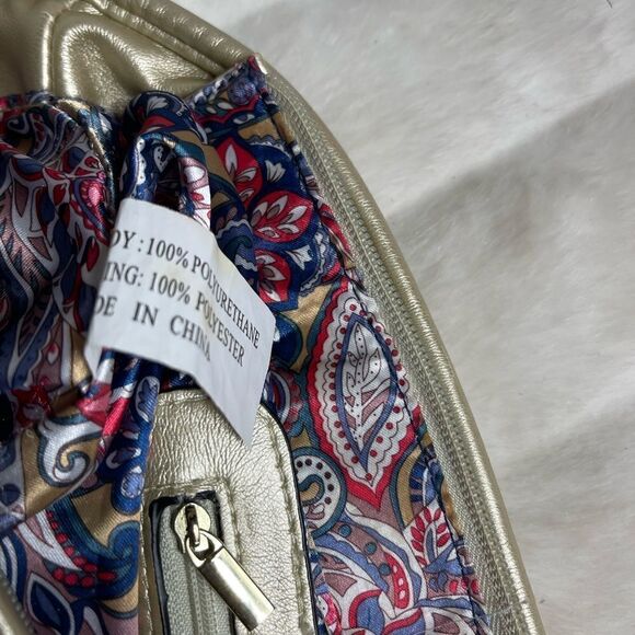 Big Buddha gold quilted front vegan leather tote with gold tone accents … - Picture 6 of 15